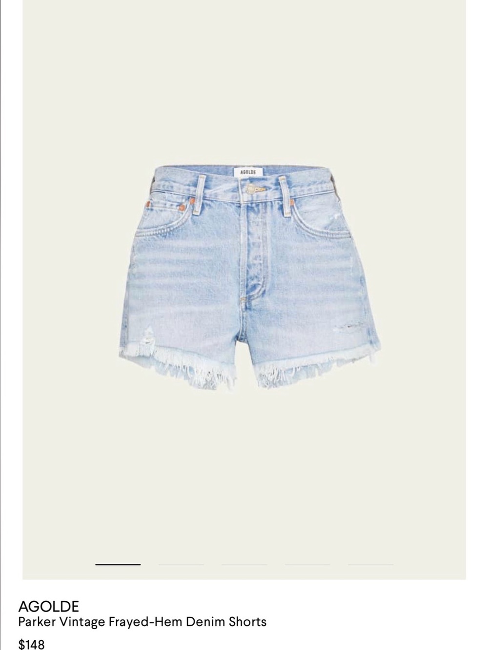 Agolde Parker High-Rise Frayed Hem Denim Shorts in Light Blue